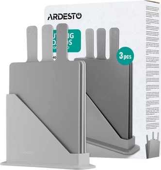 Набор кухонных досок на подставке Ardesto Fresh 24.1х33х7.9 см пластик 3 шт (AR1403GRB)