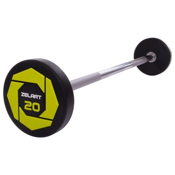 Штанга неразборная с фиксированным весом прямая полиуретановая Urethane Barbell Zelart TA-2689-20 20кг