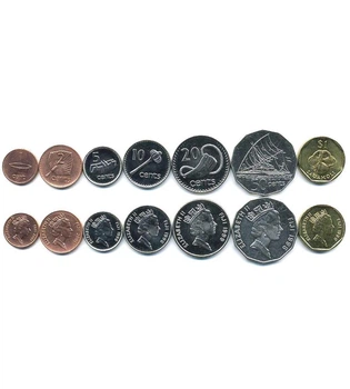 Набір 7 монет 1, 2, 5, 10, 20, 50 центів, 1 долар Фіджі 2000 - 2006 рік UNC