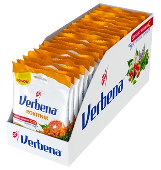 Упаковка Льодяників VERBENA з обліпихою та вітамінами C,D, 60г х 20шт