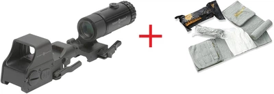 Комплект Коллиматор SightMark Ultra Shot A-Spec + Магнифер Sightmark T-5+ ПОДАРОК Бандаж Кровоостанавливающий Израильский EVERLIT