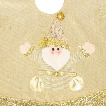 Dywanik pod choinkę SPRINGOS CA0709 z motywem Mikołaja okrągły 106 cm Złoty (5907719423166)