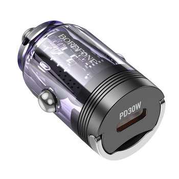 Автомобільний зарядний пристрій Borofone BZ29 Ray PD30W (1USB-C) Transparent purple