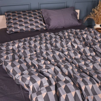 Комплект постельного белья Mirson Полуторный 143х210 см 22-1441 Dark Cube Pattern Сатин (2200012406298)