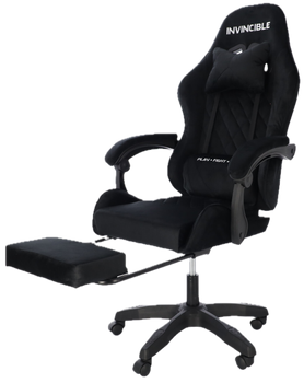 Ігрове крісло Hedo 100049 з висувною підставкою для ніг Чорне (5907184130118)