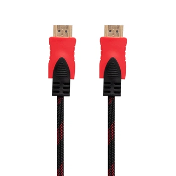 Кабель HDMI- HDMI 1.4V 1.5m (Тканинний провід) Чорно-Красний