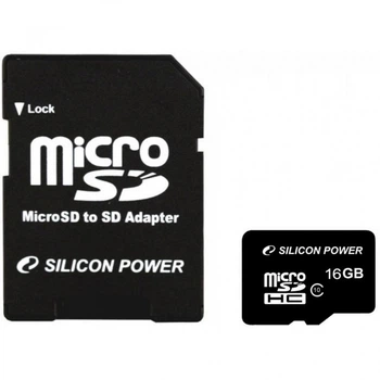 Карта памяти Silicon Power 16Gb MicroSD class 10 (SP016GBSTH010V10SP) (16926)