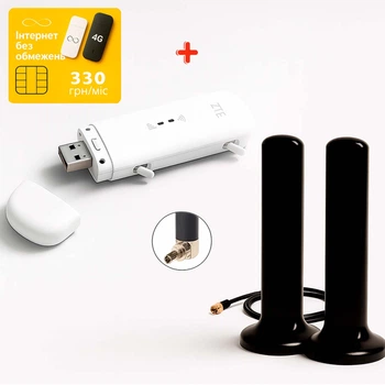 Мобильный 4G USB Wi-Fi модем/роутер ZTE MF79U + 2 автомобильные магнитные плоские антенны по 16 dB + Подарок — безлимитная SIM-картка Lifecell