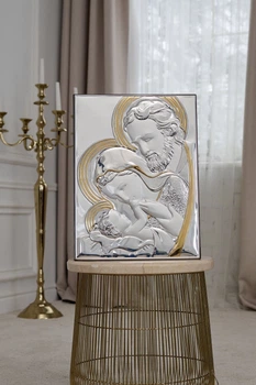 Срібна ікона Свята Родина (LE 5004 ORO) 37*50 см