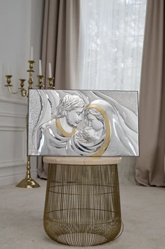Серебряная икона Святая Семья (LE 4656 ORO) 35*55 см