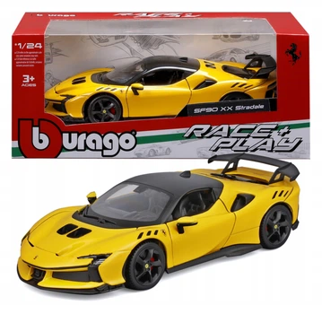 Металева модель автомобіля Bburago Race plus Play Ferrari SF90 XX Stradale 4.0 V8 масштаб 1:24 Жовтий 18-26032 (4893993018338)