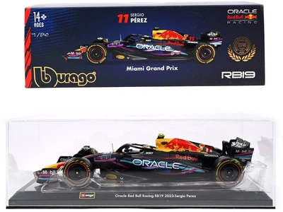 Металева модель автомобіля Bburago Oracle Red Bull Racing RB19 болід F1 Miami Livery Sergio Pérez #11 масштаб 1:24 18-01731 (4893993017317)