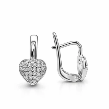Серьги серебряные Сердце с россыпью Silver Style (24101.10 sku:2300103949960)