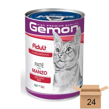 Вологий корм Gemon Cat Wet Adult для котів (яловичина), 400 грам (паштет) - 24 шт 70299961-24sht