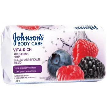Твердое мыло Johnson's Body Care Vita Rich Восстанавливающее экстракт малины 125 г (3574661239538)