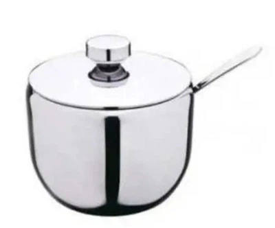 Сахарница Frico FRU-062 с ложкой и крышкой, нержавеющая сталь 9 см