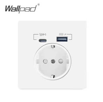 Настенная розетка Wallpad с USB и Type-C 220В Белая
