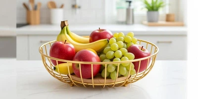 Фруктовница "Фруктовый эдем", золотая, 28*7 см