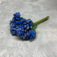Тичинка для рукоділля (добавка для квітів), колір-синій, букет (12 гілочок)