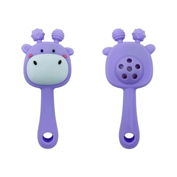 Силиконовый прорезыватель-погремушка "Жираф" Mega Zayka MGZ-0428(Violet)