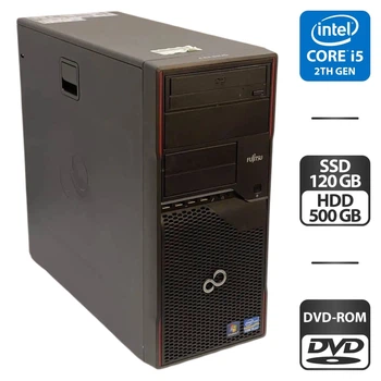Компьютер Fujitsu Celsius W410 Tower / Intel Core i5-2400 (4 ядра по 3,1 - 3,4 ГГц) / 16 ГБ DDR3 / 120 ГБ SSD + 500 ГБ HDD / Intel HD Graphics 2000 / DVD-ROM б/у