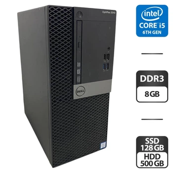 Компьютер Dell OptiPlex 3040 Tower / Intel Core i5-6400 (4 ядра по 2,7 - 3,3 ГГц) / 8 ГБ DDR3 / 128 ГБ SSD + 500 ГБ HDD / Intel HD Graphics 530 / DVD-ROM б/у