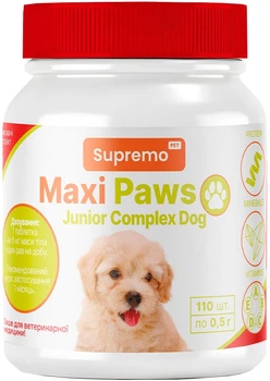 Вітаміни Supremo Maxi Paws комплекс для собак-юніорів, таблетки 110 шт. х 0.5 г (4820275973672)
