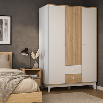 Шкаф распашной Gloriya Mebel Service Дуб самоа + Белый 153х54х216 см