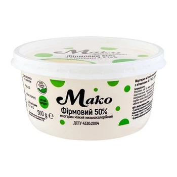 Маргарин Мако м‘який низькокалорійний 50% Фірмовий 500 г