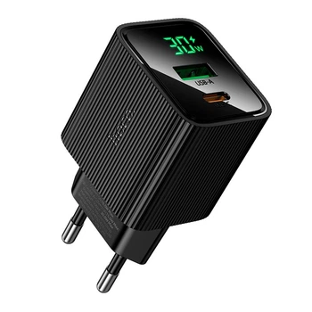 Мережевий зарядний пристрій HOCO CS84A Excellent charger with digital display 30W Black