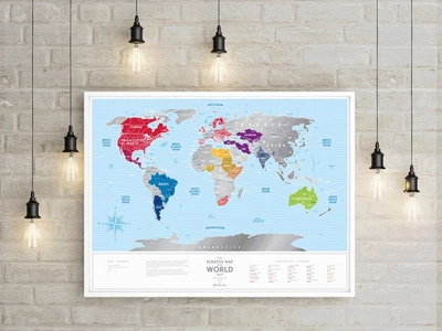 Карта подорожей "Travel Map Silver World" в рамці