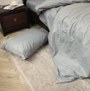 Набір простирадло 240х220см +наволочки 70х70 2шт страйп сатин Ярослав №03 сірий