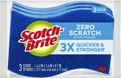 Набор губок для мытья посуды Scotch-Brite Zero Scratch синие 3 шт