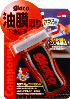 Очиститель стекла SOFT99 GLACO Glass Compound Roll On (SF-04101), 100ml, абразивный очиститель, очистка стекла от водного камня, GLACO Glass Compound Roll On
