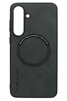 Чохол-накладка Suede Leather Ring для Samsung S25 FE Dark Green