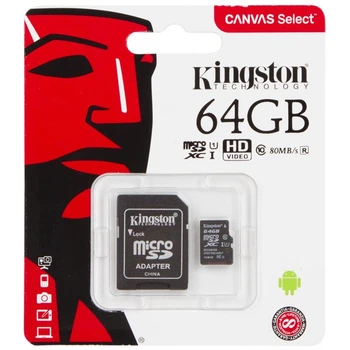 Картка пам'яті microSD 64 ГБ, Class 10, швидке записування та читання