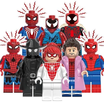 Набор 8шт. минифигурок-конструкторов «Человек-паук: Паутина вселенных» (Spider-Man: Across the Spider-Verse) | Герои Marvel Марвел