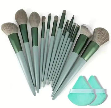 Набор из 13 кистей для макияжа Makeup Brushes set Зеленые