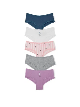 Набор трусиков Victoria's Secret (985741236575) PINK 5-Pack Cotton Lace-Trim Cheeky XL комбинированные
