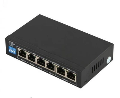 PoE комутатор FoxGate S6004-E2-AI POE (60W), 4х10/100 PoE, 2х100 RJ45 (Uplink), чорний