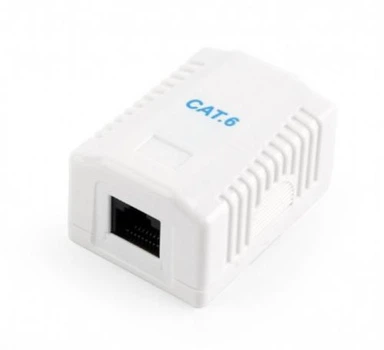 Розетка RJ45 (сетевая), 1-портовая UTP, белая, 6E категория, Cablexpert (NCAC-1U6-01)