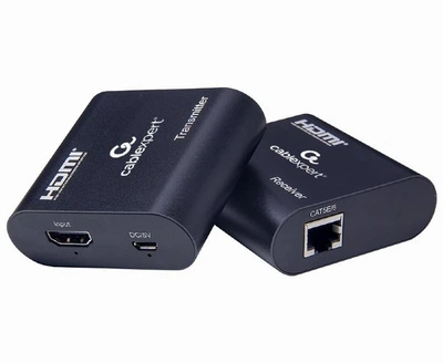 Удлинитель сигнала HDMI по витой паре Cablexpert, Grey, 2 шт, до 60 м, активный (DEX-HDMI-03)