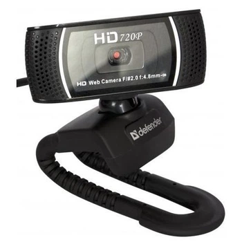Веб-камера Defender G-Lens 2597, черный, 2 Mp, 1280x720/30 fps, микрофон, автофокус, угол обзора 60°, пятислойная стеклянная