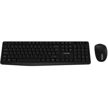 Комплект беспроводной Canyon SET-W01, черный, USB 2.4GHz, клавиатура (105 кнопок, 1xAAA) + мышь (оптическая, 3 кнопки, 1200 dpi,