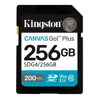 Карта пам'яті SDXC, 256Gb, Kingston Canvas Go! Plus, Сlass10 UHS-I U3 V30, до 200/160 МБ/с (SDG4/256GB)