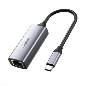 Сетевой адаптер Choetech, Grey, Type-C 3.2 - RJ45 (2.5 Гбит/с), 10 см (HUB-R02)