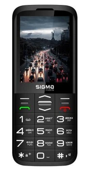 Мобільний телефон Sigma mobile Comfort 50 Grace, чорний, 'бабушкофон', 2 Mini-SIM, дисплей 2.8' кольоровий (320x240), моноблок,