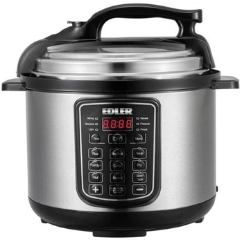 Мультиварка-скороварка Edler ED-PC1806, черный/серебристый, 900W, электронное кнопочное управление, чаша 5л, дисплей, программ 16,