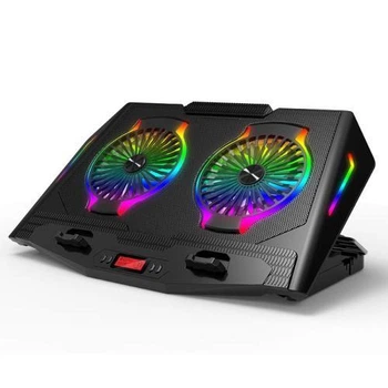 Подставка для ноутбука до 17.3' 2E GAMING CPG-006, черный, 2x14 см вентиляторы, RGB-подсветка (7 режимов), 2xUSB Hub, алюминиевая