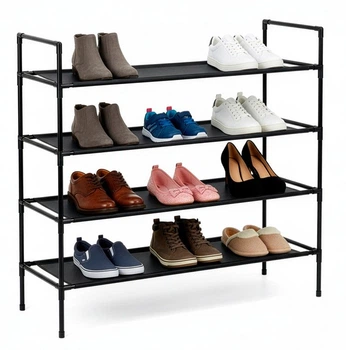 Stojak na buty SPRINGOS HA7549 4 poziomy 75 x 72 x 28 cm Czarny (5908455306997)